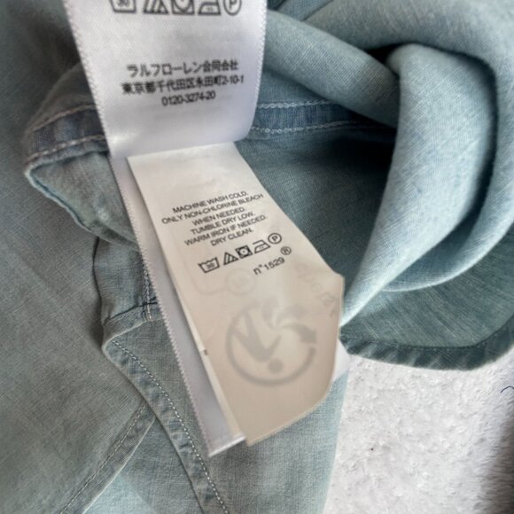 Lauren Ralph Lauren Womens Chambray Long Sleeve Button-Down Shirt Small Pockets - Picture 5 of 8